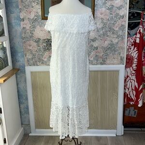 Women's Plus Size Long Lace Shoulder Dress Size: 4XL Stretchy